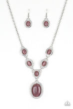Load image into Gallery viewer, Paparazzi ~ Metro Medallion ~ Purple Cat&#39;s Eye Stone Necklace Set