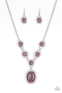 Paparazzi ~ Metro Medallion ~ Purple Cat's Eye Stone Necklace Set