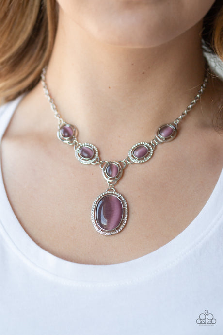 Paparazzi ~ Metro Medallion ~ Purple Cat's Eye Stone Necklace Set