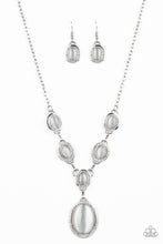 Load image into Gallery viewer, Paparazzi ~ Metro Medallion ~ White Cat&#39;s Eye Stone Necklace Set (Life of the Party Exclusive)