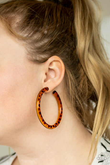 Paparazzi ~ Miami Minimalist ~ Brown Acrylic Hoop Earrings