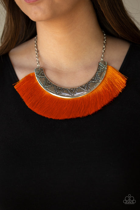 Paparazzi ~ Might and MANE ~ Orange Necklace Set