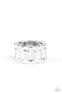 Paparazzi ~ Modern Machinery ~ Men's Silver Ring with Stretchy Band