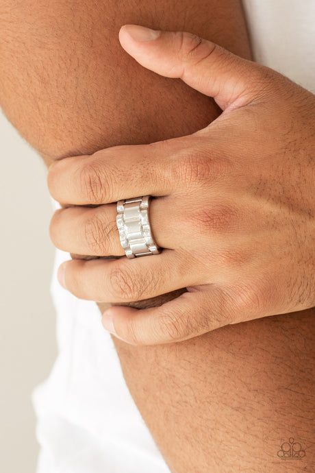 Paparazzi ~ Modern Machinery ~ Men's Silver Ring with Stretchy Band