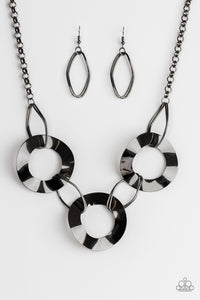 Paparazzi ~ Modern Mechanics ~ Black Gunmetal Necklace Set