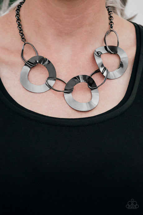 Paparazzi ~ Modern Mechanics ~ Black Gunmetal Necklace Set