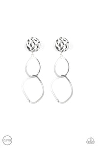 Paparazzi ~ Modern Reflections ~ Silver Clip-On Earrings
