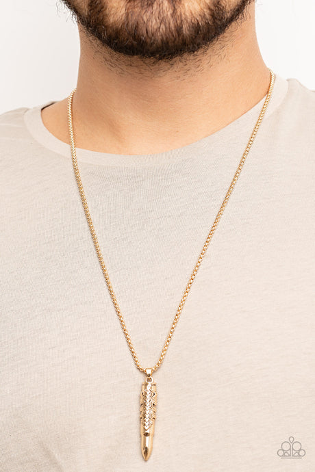 Paparazzi ~ Mysterious Marksman ~ Gold Men's Urban Necklace