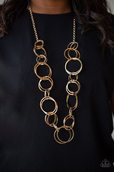 Paparazzi - Natural Born RINGLEADER - Gold Hoop Necklace - Klassy Jewelz Boutique