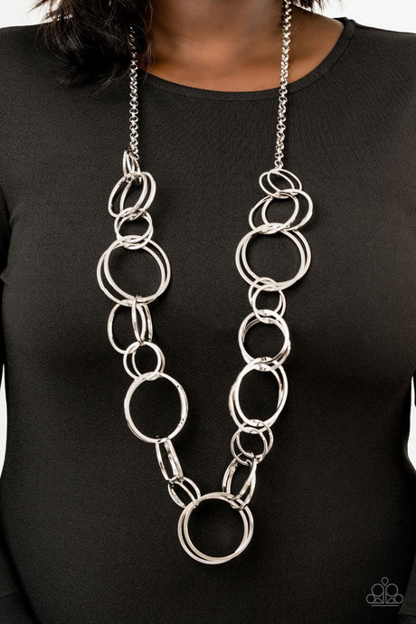 Paparazzi - Natural Born RINGLEADER - Silver Hoop Necklace - Klassy Jewelz Boutique