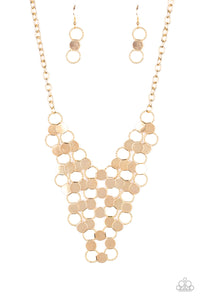 Paparazzi ~ Net Result ~ Gold Necklace Set