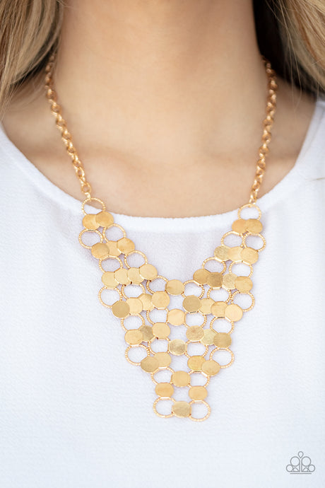 Paparazzi ~ Net Result ~ Gold Necklace Set