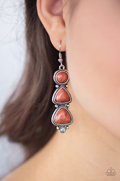 Paparazzi ~ New Frontier ~ Brown Earrings