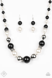 Paparazzi ~ New York Nightlife ~ Fashion Fix ~ White, Black, and Silver Necklace & Bracelet Set