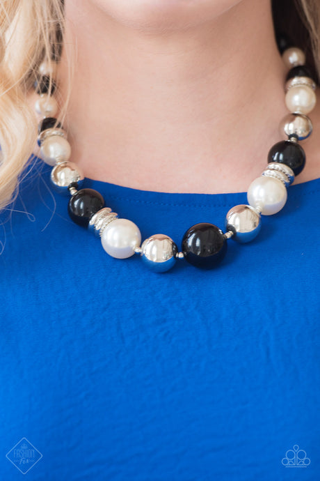 Paparazzi ~ New York Nightlife ~ Fashion Fix ~ White, Black, and Silver Necklace & Bracelet Set