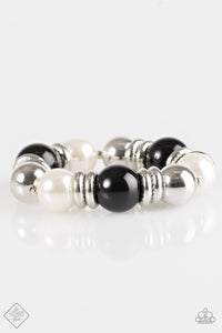 Paparazzi ~ New York Nightlife ~ Fashion Fix ~ White, Black, and Silver Necklace & Bracelet Set