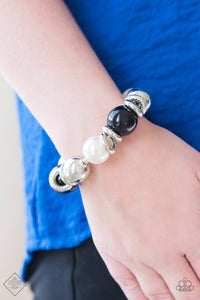 Paparazzi ~ New York Nightlife ~ Fashion Fix ~ White, Black, and Silver Necklace & Bracelet Set