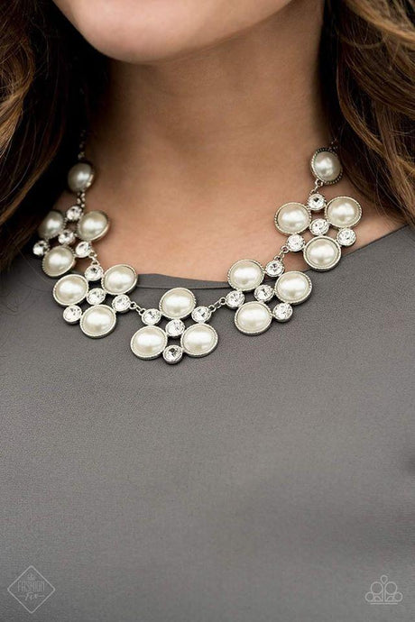 Paparazzi ~ Night At The Symphony ~ White Pearl and Rhinestone Necklace Set (Fashion Fix Exclusive)