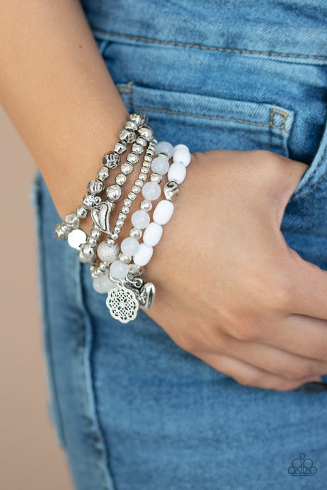 Paparazzi -  No CHARM Done - White Bracelet