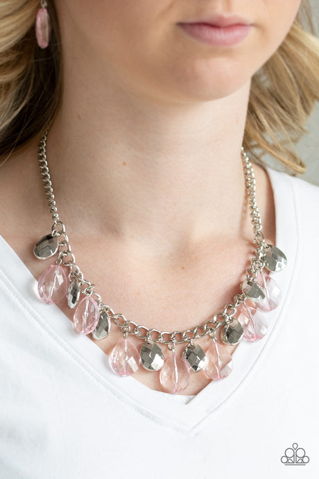 Paparazzi ~ No Tears Left To Cry ~ Pink Necklace Set