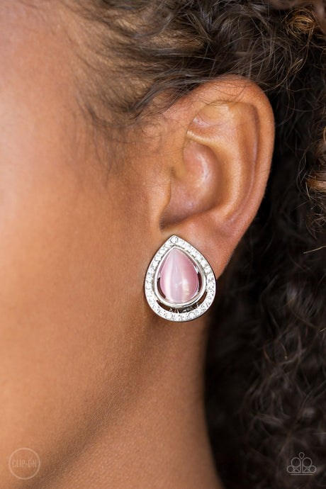 Paparazzi ~ Noteworthy Shimmer ~ Pink Clip-On Earrings