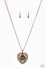 Load image into Gallery viewer, Paparazzi ~ One Heart ~ Brass Moonstone Necklace Set