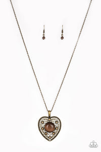 Paparazzi ~ One Heart ~ Brass Moonstone Necklace Set