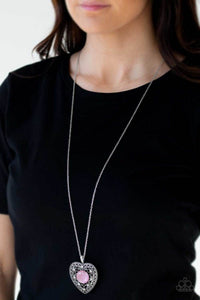 Paparazzi ~ One Heart ~ Pink Heart Pendant Necklace Set