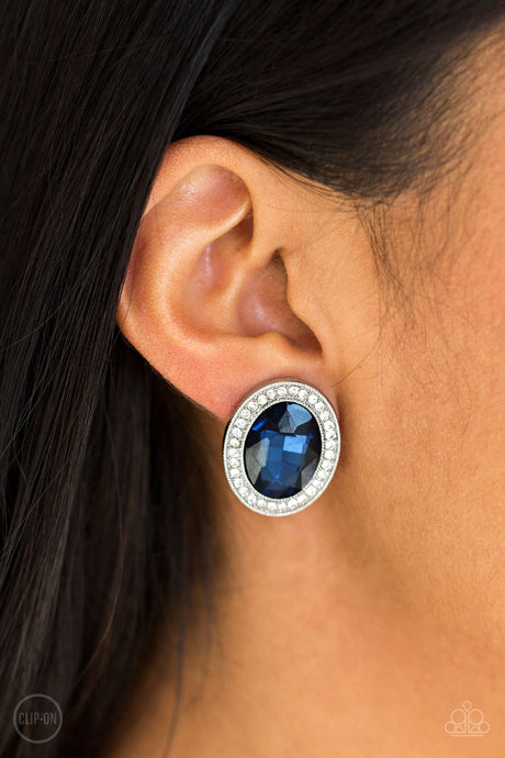Paparazzi ~ Only FAME In Town ~ Blue Clip-On Earrings