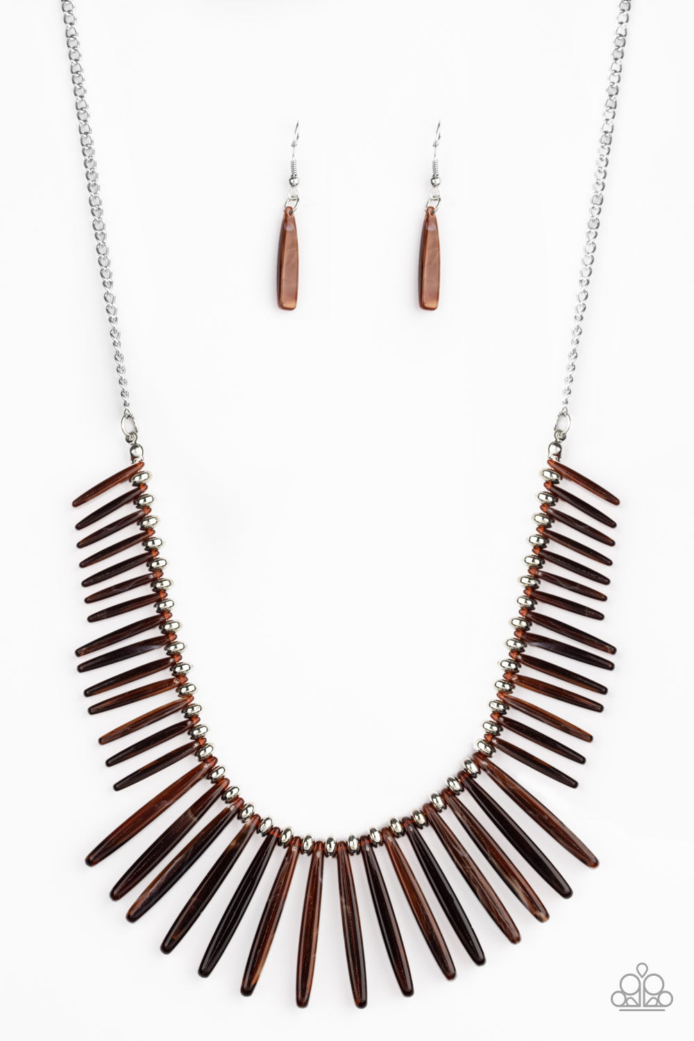Paparazzi ~ Out of My Element ~ Brown Acrylic Necklace Set