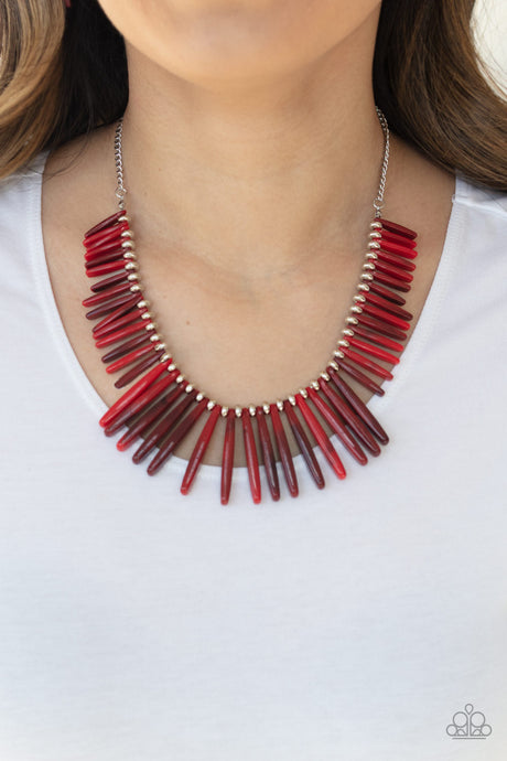 Paparazzi ~ Out of My Element ~ Red Acrylic Necklace Set