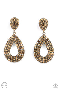 Paparazzi ~ Pack In The Pizzazz ~ Brass Clip-On Earrings