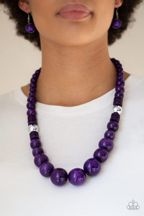 Paparazzi ~ Panama Panorama ~ Purple Wooden Bead Necklace Set