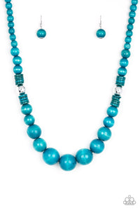 Paparazzi - Panama Panorama - Blue Wooden Bead Necklace - Klassy Jewelz Boutique
