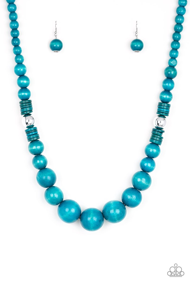 Paparazzi - Panama Panorama - Blue Wooden Bead Necklace - Klassy Jewelz Boutique