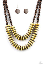 Load image into Gallery viewer, Paparazzi - Dominican Disco - Yellow Wooden Necklace - Klassy Jewelz Boutique