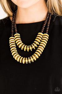 Paparazzi - Dominican Disco - Yellow Wooden Necklace - Klassy Jewelz Boutique