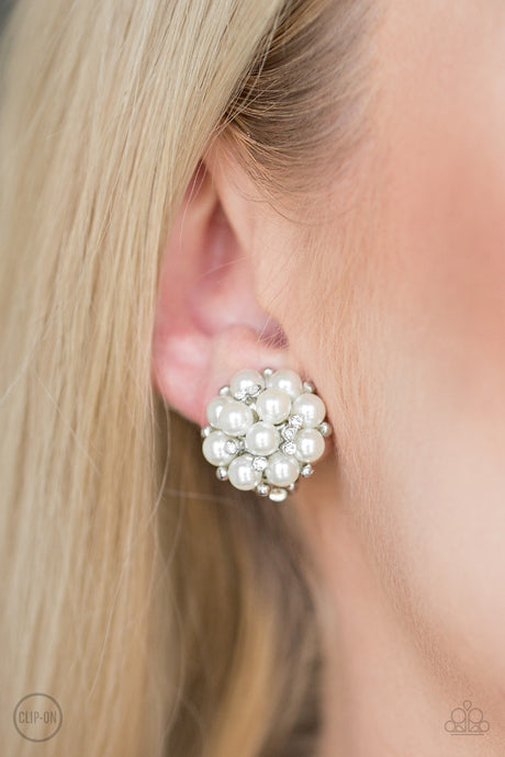 Paparazzi ~ Par Pearl ~ White Pearl Clip-On Earrings