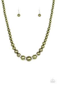 Paparazzi ~ Party Pearls ~ Green Pearl Necklace Set