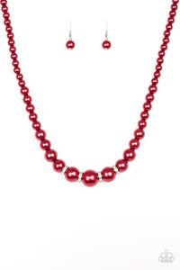 Paparazzi ~ Party Pearls ~ Red Pearl Necklace Set