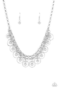 Paparazzi ~ Party Time ~ Silver Pearl Necklace Set