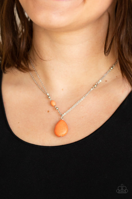 Paparazzi ~ Peaceful Prairies ~ Orange Pendant Necklace Set