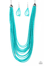 Load image into Gallery viewer, Paparazzi ~ Peacefully Pacific ~ Blue  Turquoise Seed Bead Necklace Set