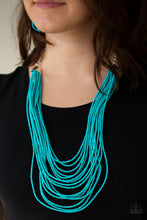 Load image into Gallery viewer, Paparazzi ~ Peacefully Pacific ~ Blue  Turquoise Seed Bead Necklace Set