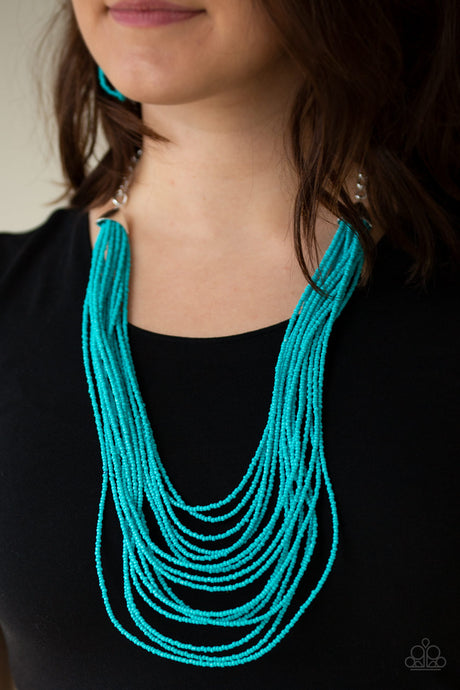 Paparazzi ~ Peacefully Pacific ~ Blue  Turquoise Seed Bead Necklace Set