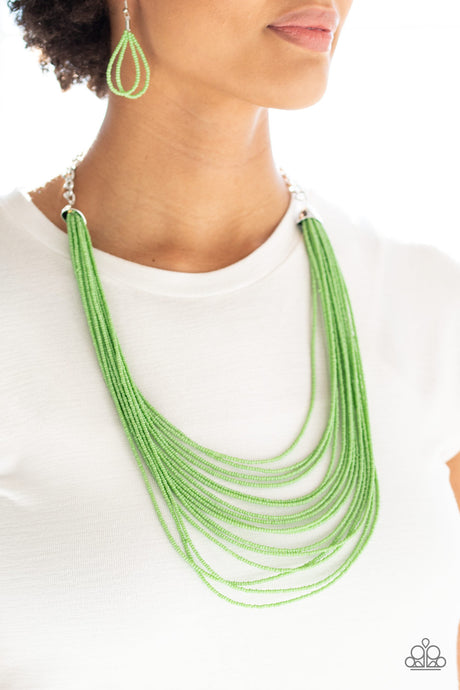 Paparazzi ~ Peacefully Pacific ~ Green Seed Bead Necklace Set