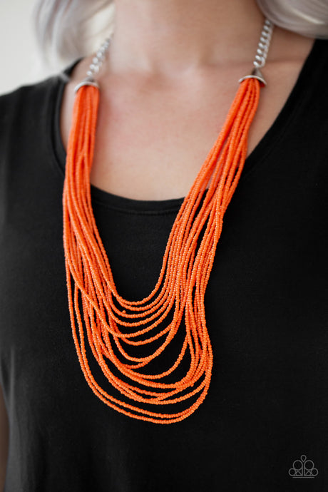 Paparazzi ~ Peacefully Pacific ~ Orange Seed Bead Necklace Set