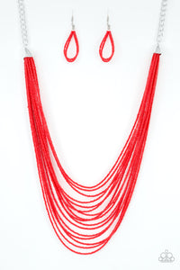Paparazzi ~ Peacefully Pacific ~ Red Seed Bead Necklace Set