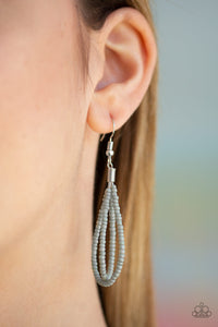 Paparazzi ~ Peacefully Pacific ~ Silver Gray Seed Bead Necklace Set