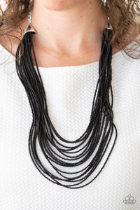 Paparazzi ~ Peacefully Pacific ~ Black Seed Bead Necklace Set